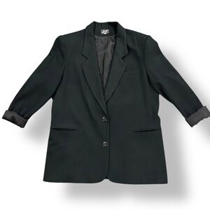 Vintage VIP Black 100% Wool Blazer - Made in USA - Size M
